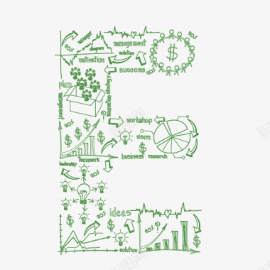 字母E创意字体图标组合图标