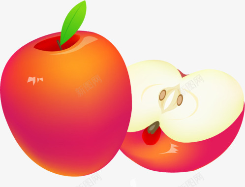 成熟的红苹果卡通装饰红苹果矢量图图标图标