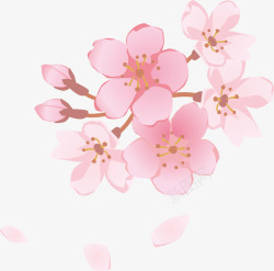 手绘桃花花朵装饰矢量图素材