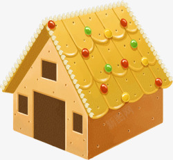 黄色质感创意合成糖果小房子素材