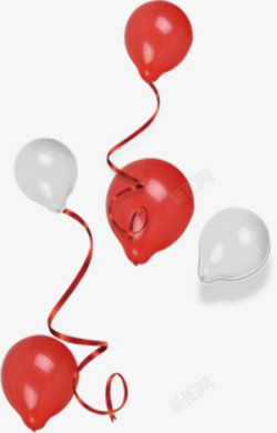 红白色气球丝带装饰素材