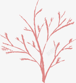 红色的冬季无树叶的树枝素材