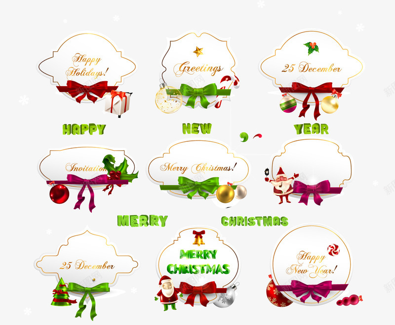 圣诞节文本框png免抠素材_88icon https://88icon.com CHRISTMAS HAPPY MERRY NEW YEAR 圣诞老人 圣诞节 圣诞节主题 圣诞节元 圣诞节文本框 对话框 矢量文本框 立体字 红色丝带 红色蝴蝶结 绿色丝带 绿色蝴蝶结 艺术字