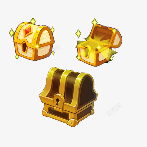 金色宝箱图案psd免抠素材_88icon https://88icon.com 古代箱子 宝箱 炫酷 金色