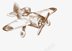 老式飞机素描简图素材