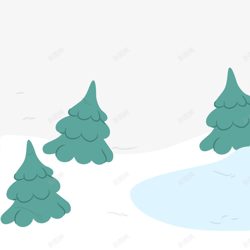 卡通冬季雪地风景png免抠素材_88icon https://88icon.com 卡通雪地 卡通风景 绿色树木 绿色植物 背景装饰