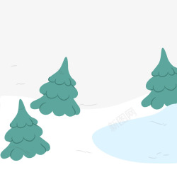 卡通冬季雪地风景素材