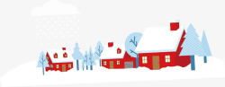 雪景房子冬季矢量图素材