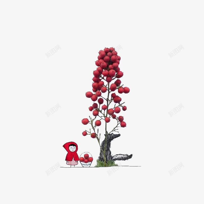 小红帽故事插画png免抠素材_88icon https://88icon.com 卡通 大灰狼 小红帽 手绘 插画 故事插画 童话故事 红色野苹果
