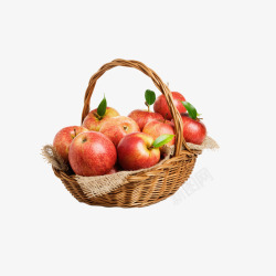 装满苹果的竹篮水果篮子素材