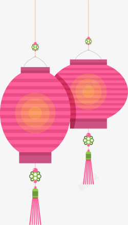 春节粉色灯笼挂饰素材