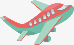 红绿色载客大飞机矢量图素材