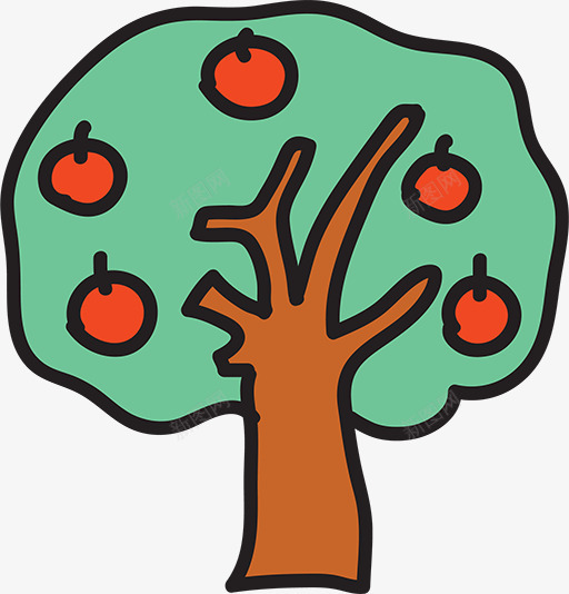 卡通苹果树png免抠素材_88icon https://88icon.com 手绘苹果树 简笔画 红苹果