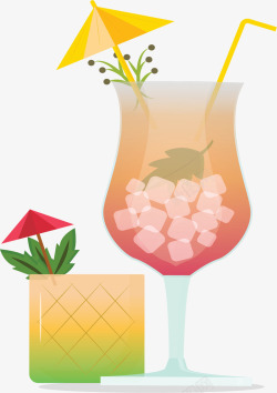 夏季度假菠萝果汁矢量图素材