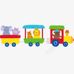 彩色装动物的玩具火车矢量图素材