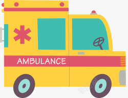 卡通创意黄色救护车装饰插画矢量图素材