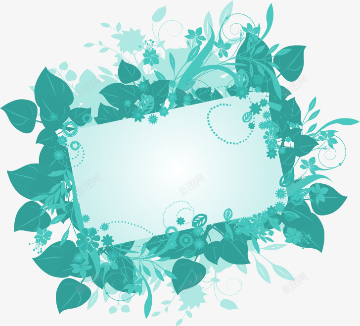 卡通炫酷蓝色树叶png免抠素材_88icon https://88icon.com 卡通 对话框 树叶 炫酷 蓝色 边框
