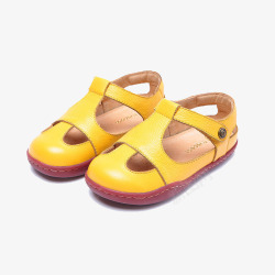 儿童鞋黄色真皮儿童凉鞋高清图片