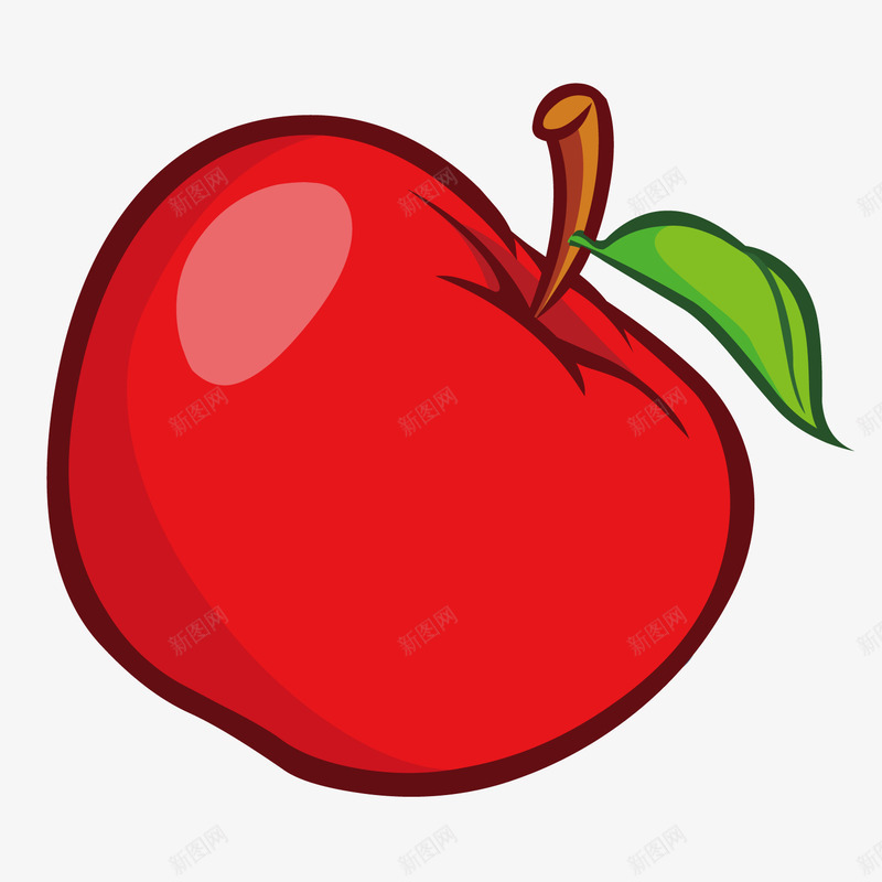红色质感卡通苹果png免抠素材_88icon https://88icon.com 卡通 红色 红色质感 苹果 质感