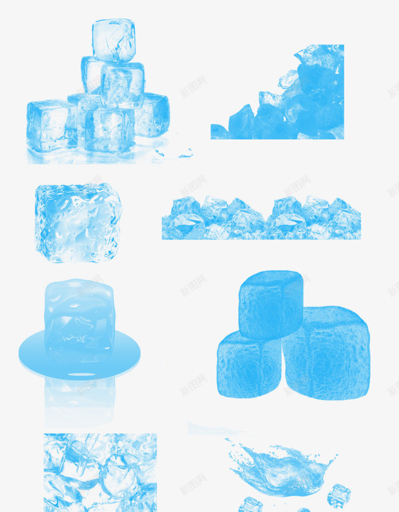 冰块透明png免抠素材_88icon https://88icon.com 冰块 夏季 蓝色 透明背景