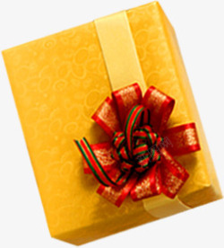 冬季黄色礼盒丝带装饰素材