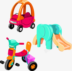 儿童玩具小车滑梯矢量图素材