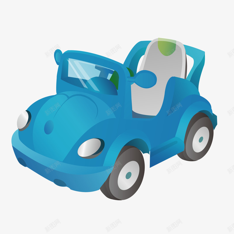卡通蓝色的儿童玩具车矢量图ai免抠素材_88icon https://88icon.com 交通工具 儿童玩具 卡通 玩具车设计 蓝色 矢量图