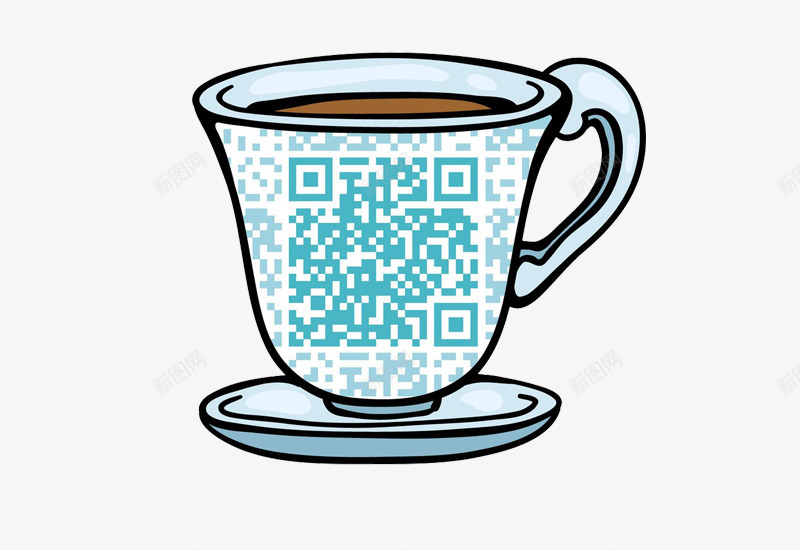 咖啡杯二维码个性png免抠素材_88icon https://88icon.com 个性二维码 免抠 卡通创意设计 店铺二维码 简约