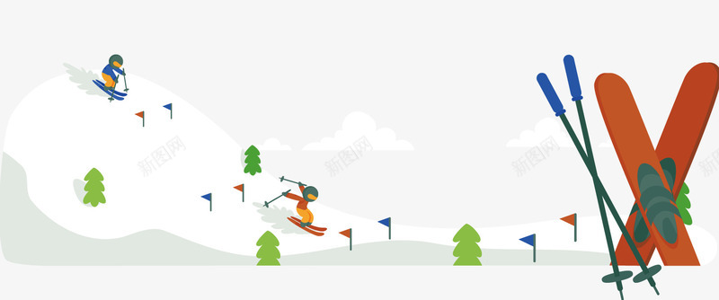 卡通冬季雪地滑雪工具png免抠素材_88icon https://88icon.com 冬季雪地 卡通雪地 滑雪工具 背景装饰 雪地