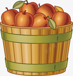 木桶中的苹果矢量图素材