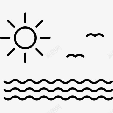 太阳海和海鸥图标图标