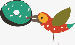 小鸟吃食彩色小鸟吃食森林动物卡通插画素矢量图高清图片