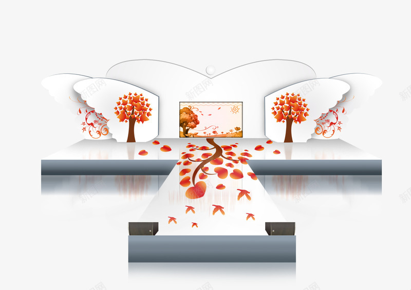 发布会舞台png免抠素材_88icon https://88icon.com 发布会 翅膀 舞台 舞台架 装饰树图案