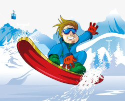 冰雪度假滑雪旅游卡通海报高清图片