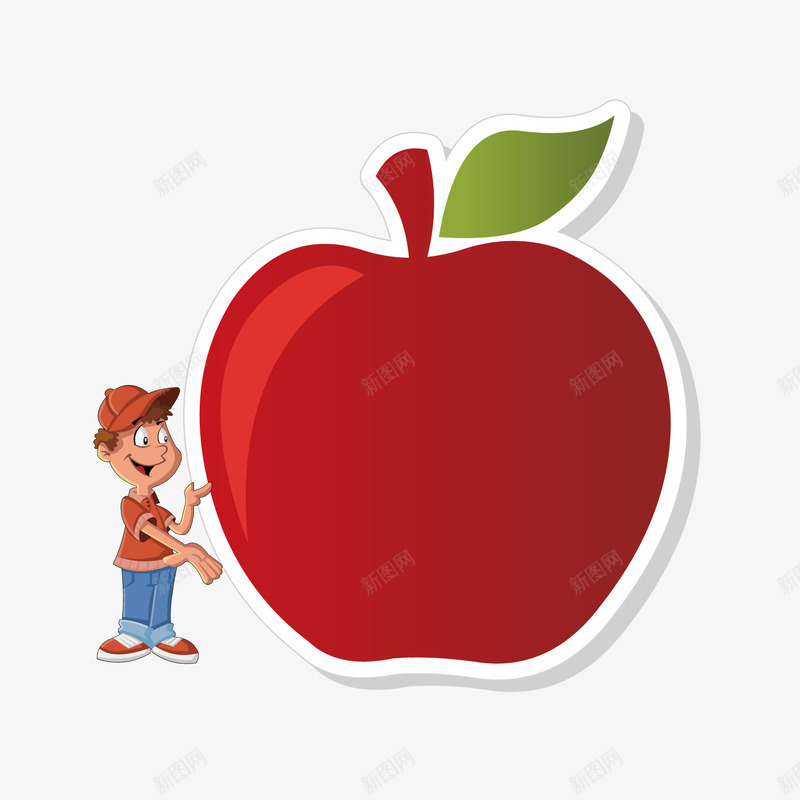 卡通儿童水果标签矢量图ai免抠素材_88icon https://88icon.com 儿童 卡通 可爱 标贴 水果 男孩 红苹果 矢量图