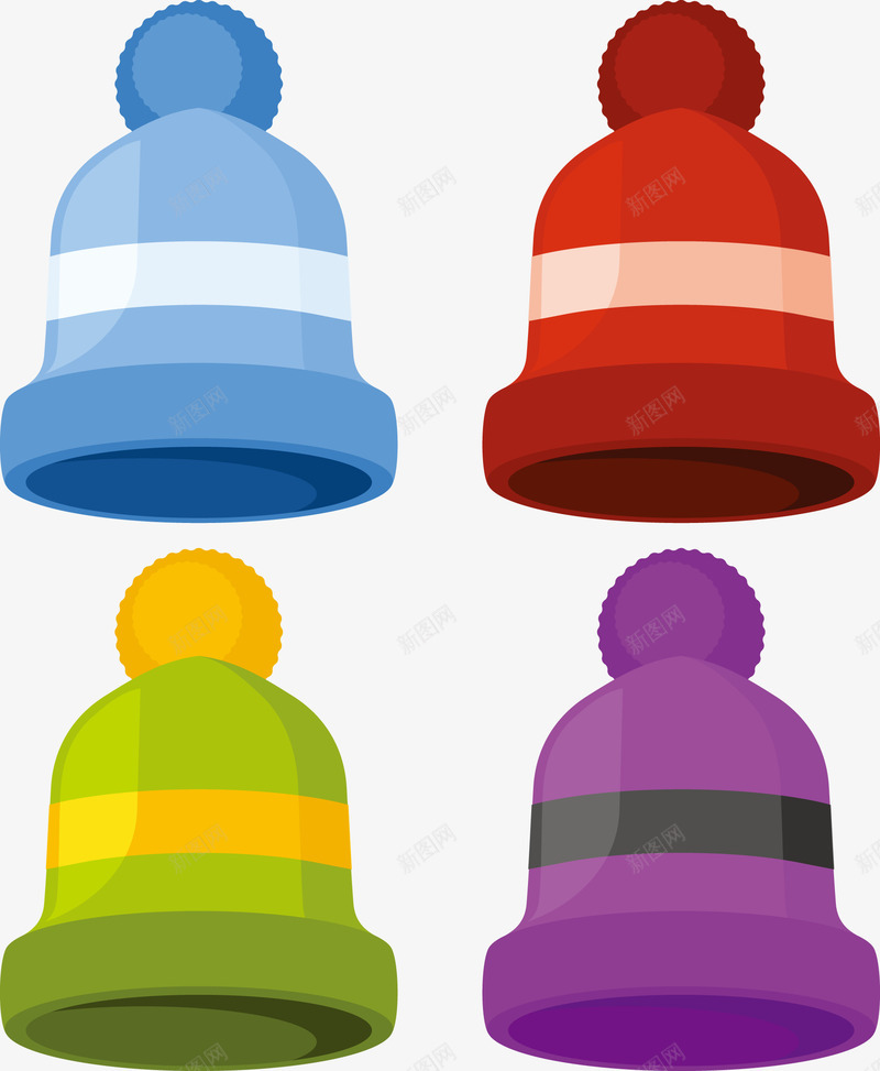 四种不同颜色的冬季保暖帽子矢量图eps免抠素材_88icon https://88icon.com 不同颜色 保暖 保暖帽子 帽子 帽子PNG 彩色帽子 矢量帽子 矢量图