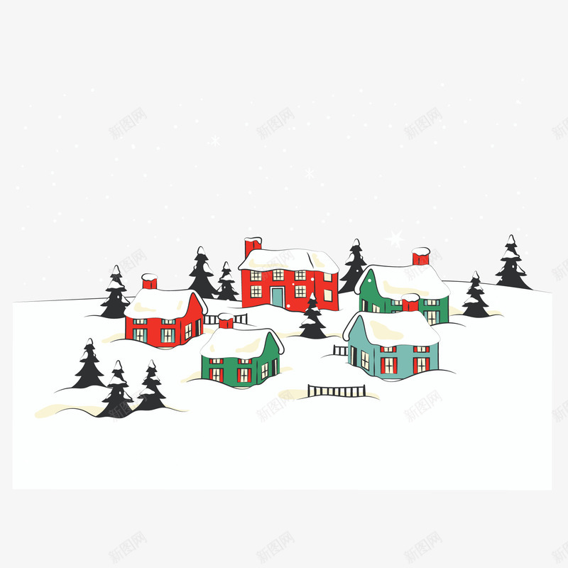 手绘冬季雪地房屋插画矢量图ai免抠素材_88icon https://88icon.com 冬天 冬季 冬景 房屋 手绘插画 雪地 矢量图