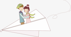 乘坐纸飞机飞翔的情侣乘坐纸飞机飞翔的情侣高清图片