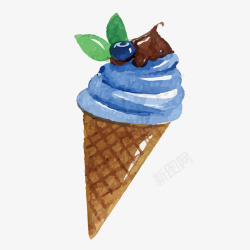夏日蓝莓冰淇淋矢量图素材
