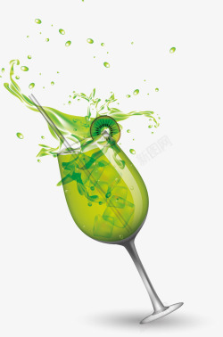 夏季飞溅的绿色果汁素材