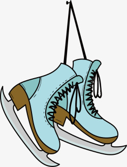 绿色卡通冬季滑冰鞋矢量图素材