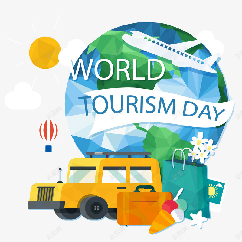 世界旅游日png免抠素材_88icon https://88icon.com 世界旅游日 多边形 旅行 汽车 飞机