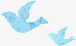 手绘蓝色小鸟和平鸽素材