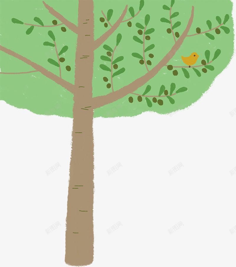 手绘海报效果树枝鸟图png免抠素材_88icon https://88icon.com 效果 树枝 海报