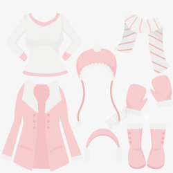 粉色手套可爱的女性冬季服装配饰矢量图高清图片