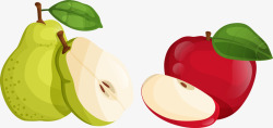 手绘苹果和梨矢量图素材