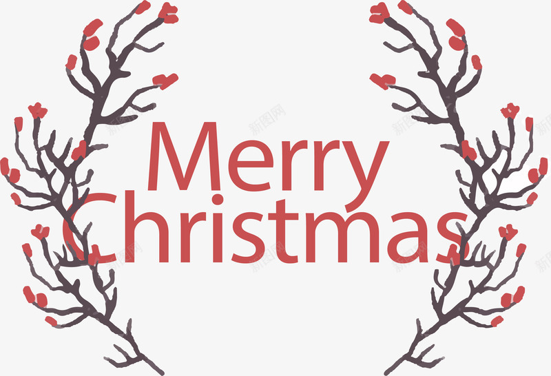 红色树枝圣诞标题框矢量图ai免抠素材_88icon https://88icon.com merryChristma merryChristmas 圣诞标题框 圣诞节 树枝 矢量png 红色树枝 矢量图
