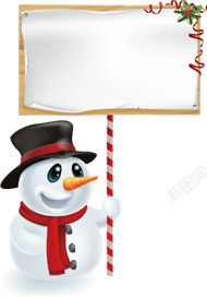 雪人举牌冬季白色图案素材