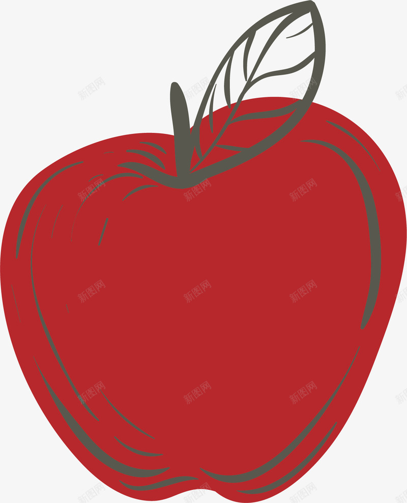 手绘可爱红色苹果png免抠素材_88icon https://88icon.com 创意 卡通 可爱 彩色图 手绘图 简约 红色 苹果