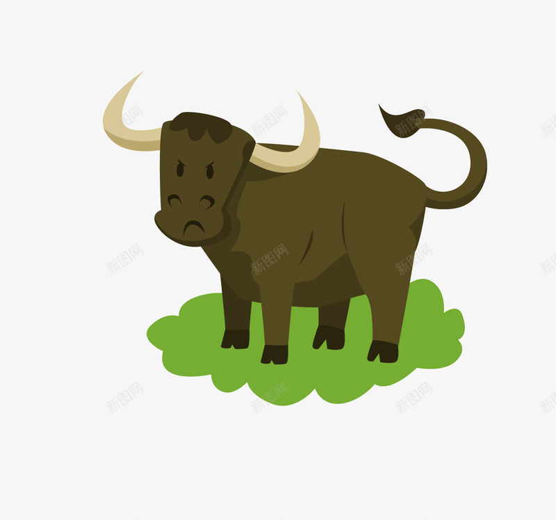 草地上的牛png免抠素材_88icon https://88icon.com 卡通动物 矢量动物组合 草地上动物